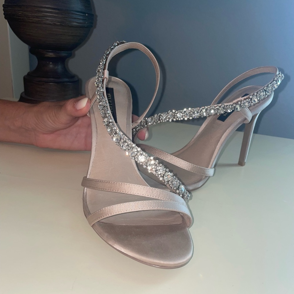 Ava and Aiden nude suede bedazzled small heel size 6.5